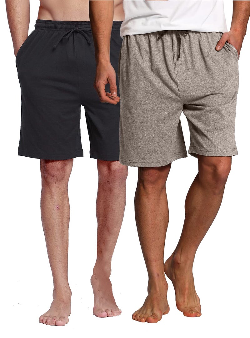 CYZ Collection CYZMen'sSleepShorts-BlackGreyMelange2PK-XL - Image 1